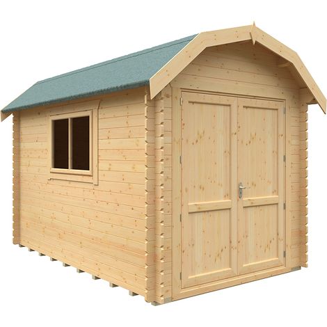 12x8 The Aldford Barn 28mm Cabin - L355 x W235 x H277.6 cm - Solid Wood/Softwood/Pine - Natural