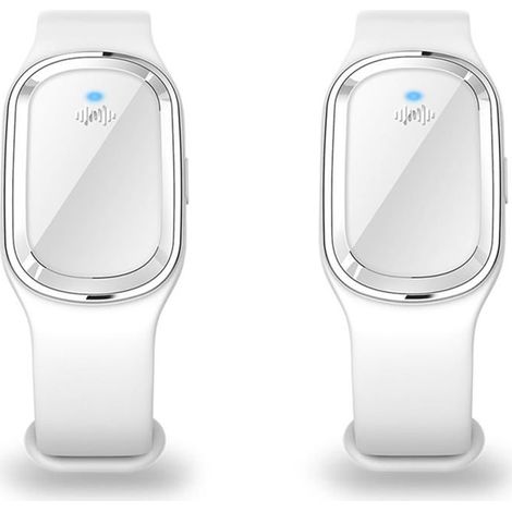 Lot de 2 bracelets anti-moustiques à ultrasons avec câble de chargement USB, adaptés aux adultes et aux enfants (blanc) (1/4)