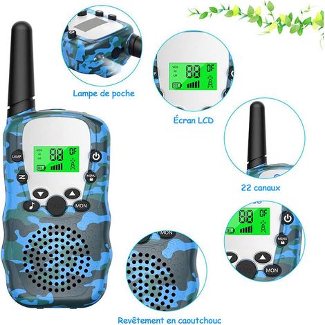 Talkies-walkies pour enfants, idéaux pour les aventures en plein air : portée de 5 km, lampe torche LCD rétroéclairée, radio bidirectionnelle (1/3)