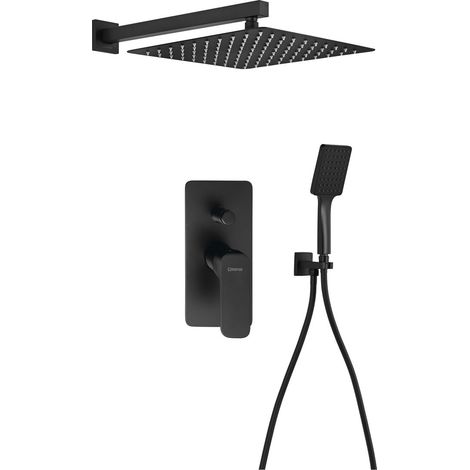 Set de douche à encastrer SPY avec mitigeur à levier, 2 sorties, noir (1/2)