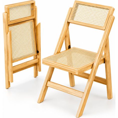 Chaises de Salle à Manger Bois 46 x 53 x 83 cm, Chaise Pliante sans Accoudoirs, Vintage, Bois d'hévéa, pour Salon Cuisine Balcon, Jaun, 1pc (1/5)