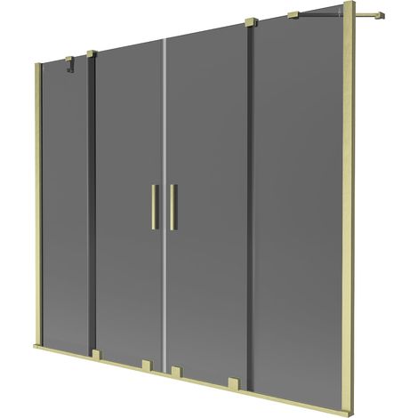 Mexen Velar Duo mampara de bañera corredera de 2 hojas 200 x 150 cm, grafito, dorado cepillado - 896-200-000-42-55 (1/2)
