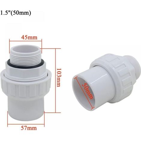 Raccord union joint mixte pvc à visser x a coller embout fileté pvc pression manchon pompe filtre a sable piscine joint torique (1/5)