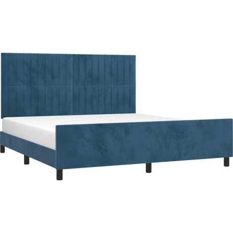 Estructura cama con cabecero terciopelo azul oscuro 180x200 cm vidaXL (1/4)