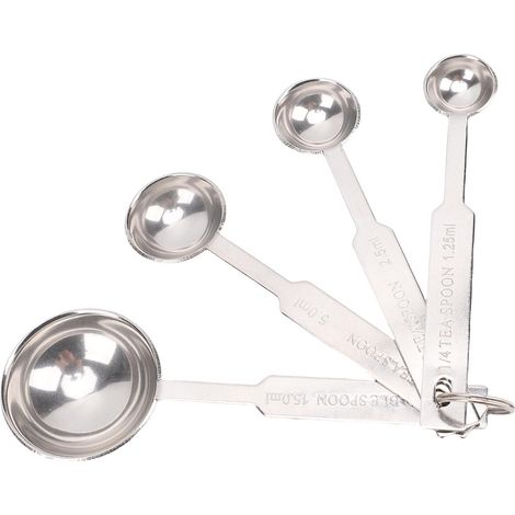 Cuillères à mesurer en acier inoxydable, ensemble de tasses, petite cuillère à soupe, cuillère à café pour ingrédients liquides secs, Gadgets de cuisine, cuisson, 4 pièces (1/5)