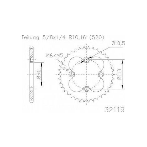 Couronne Acier Adly - 520 - 32 Dents - Made in Germany