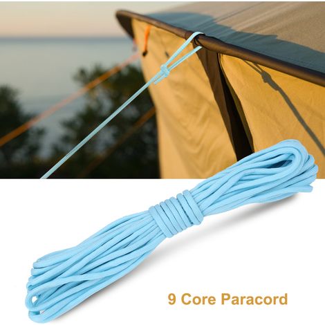 Cordon paracord lumineux 9 brins, corde de parachute bleue pour survie extérieure, brille dans l'obscurité (1/5)