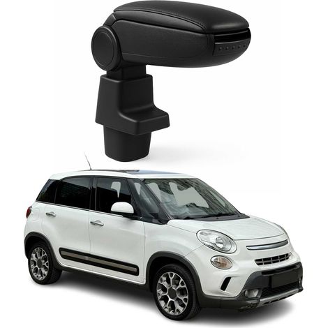 OMAC Accoudoir pour Fiat 500L 2013-2017 - Snap-On - ABS + Simili Cuir - Aucune Perçage ou Installation - Installation Facile Noir (1/5)