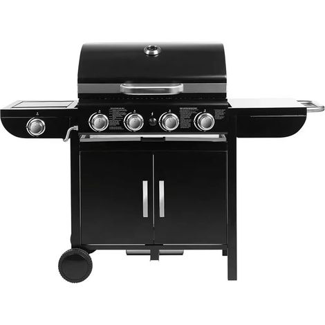 Grill barbecue à gaz sur pied, structure stable, thermomètre intégré, déflecteurs amovibles, parfait pour jardin, camping et fêtes en extérieur (1/5)
