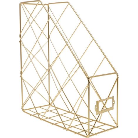 Organiseur de bureau — Boîte de rangement métallique style étagère, organiseur de livres multifonction, support de rangement pratique pour fournitures de bureau (Doré) (1/5)