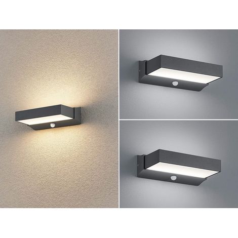LED Außenwandleuchten mit Bewegungsmelder, Anthrazit, IP65 - 2er Set (1/5)