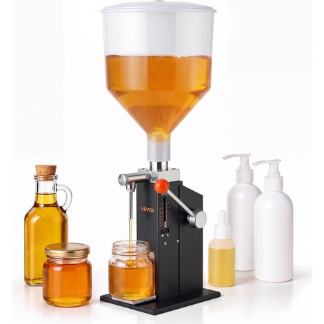 VEVOR Riempitrice Manuale 5-60 ml 10 L con Ugello Antigoccia Regolabile Pro, Dosatrice per Liquidi e Paste con Tramoggia 10L, Supporto Bottiglia Regolabile e Leva Ergonomica per Miele, Olio e Lozioni (1/5)