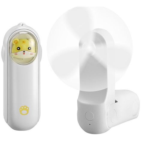Ventilador portátil, mini ventilador USB, funciona con pilas, ventilador de mesa con batería externa, blanco. (1/2)