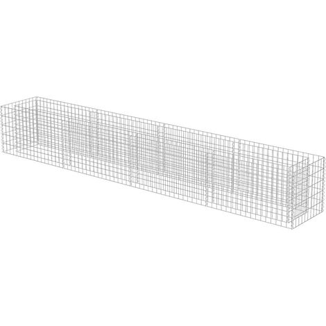 Jardinière lit surélevé plantes fleurs jardin à gabion acier galvanisé 360 x 50 x 50 cm (1/5)