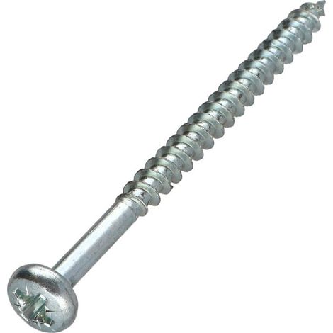 VBA Vis bois agglo Tête ronde TR Pozi N°3 6X80 Filetée sur 48 Acier zingué-10 pièces