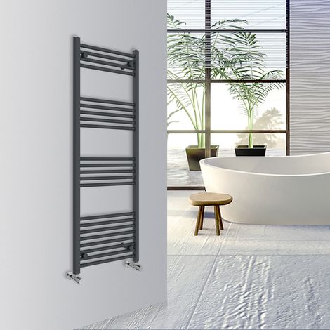 Warmehaus Straight Bathroom Heated Towel Rail Warmer Radiator Central Heating 1400x500mm Anthracite