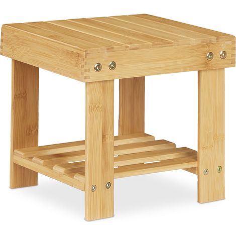 Taburete multiusos baño almacenamiento 40 x 30 x 30 cm de bambú natural 130010740 (1/4)