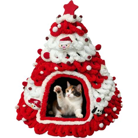 Maison pour chat - Design en forme d'arbre - Nid tricoté