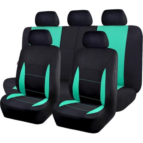 Auto Sitzbezüge Universal Set Mintgrün Schwarz, Airbag-kompatibel, teilbare Rückbank (1/5)
