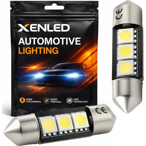 2 x AMPOULES C5W C7W - 3 SMD anti-erreur - Navette 37mm 12V BLANC (1/5)