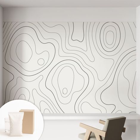 Papier peint intissé mural avec colle pour salon et chambre Décoration murale rapide - Colle incluse gratuite Lignes fluides 152x104 cm (1/5)