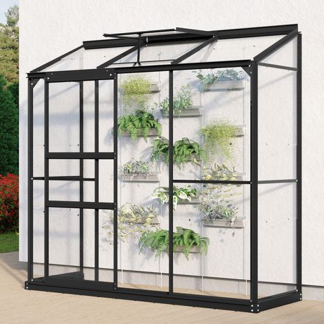 Vitavia Anlehn-Gewächshaus "Styx 1300", schwarz, 1,3 m², 3 mm ESG (1/3)
