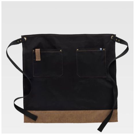 Delantal francés largo en tejido canvas WORKTEAM Servicios M741  Negro / Marrón