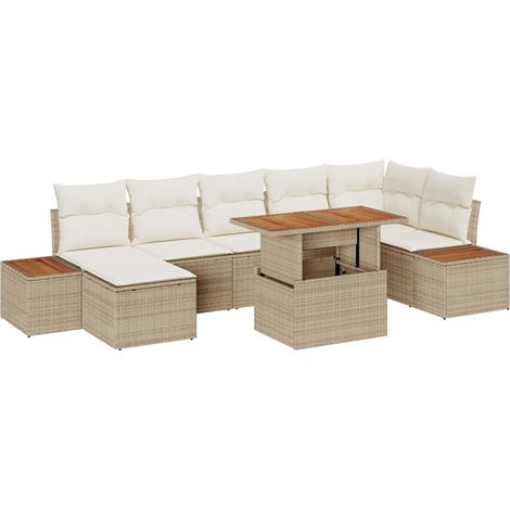 Garten Essgruppe mit Kissen 8 pcs Beige und Creme
