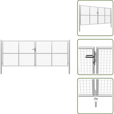 Cancello per terrazza - vidaXL Cancello da Giardino in Acciaio Zincato 400x150 cm Argento - Cancello a rete