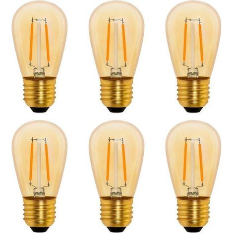 S14 Ampoule LED à Filament Vintage E27, 1W Amber Edison Remplacement 10W Incandescence, Non Dimmable, Blanc Chaud 2200K, Lot de 6 (1/5)