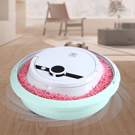 Aspirateur robot puissant, utilisable sur surfaces sèches et humides, rechargeable, pour salon, chambre et salle de bain, blanc (1/5)