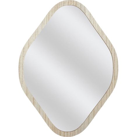 Miroir déco losange 60 cm avec contour en bois