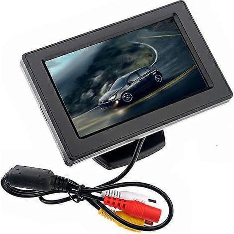 Moniteur LCD de 4,3 pouces pour rétroviseur de voiture avec 2 entrées AV et pare-soleil amovible pour lecteur DVD/VCD/GPS/caméra de voiture (noir)-Black (1/3)