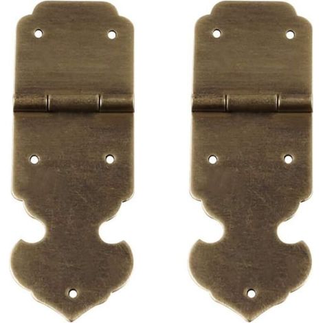 SABIR Lot de 2 charnières décoratives en laiton pur antique pour meubles, tiroirs, portes, boîtes à bijoux (bronze antique) (1/4)
