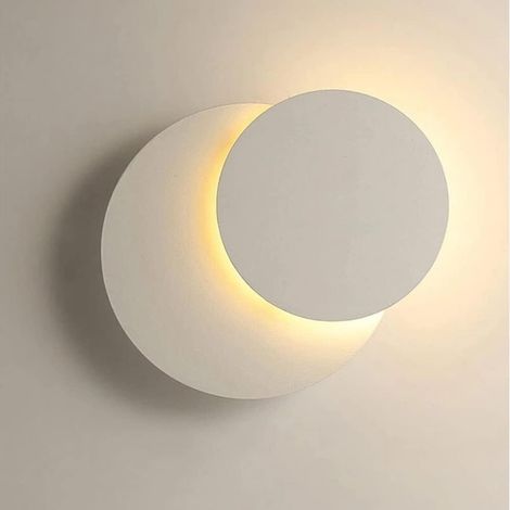 COMELY Applique da parete a LED bianca da 12 W per interni, moderna e creativa, Eclipse 2 in 1, girevole a 360°, luce bianca calda 3000 K, illuminazione per soggiorno, scale, camera da letto (1/5)