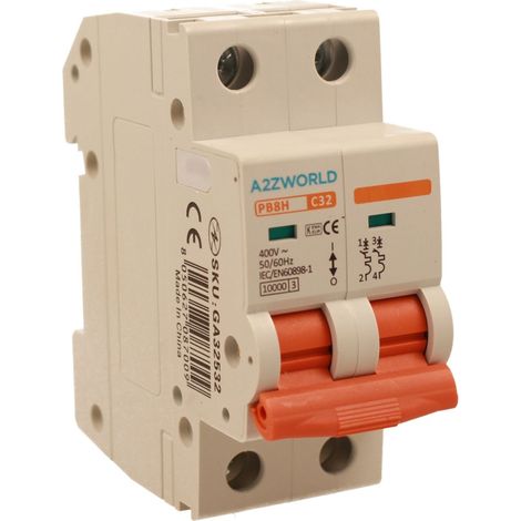 MCB Interruttore Magnetotermico Automatico Curva C 2P 2M 10000A C32A AC 400V IP20 IEC60898-1 PB8H