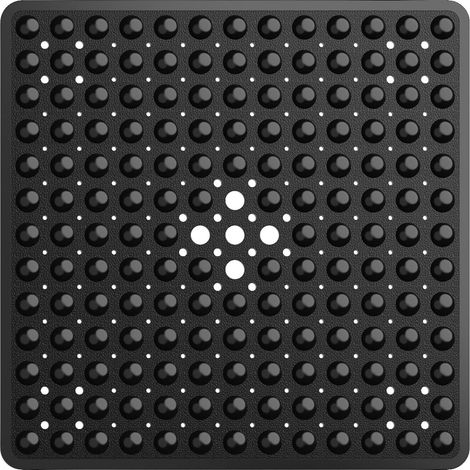 Square Shower Mat Non Slip Anti Mould - 53 x 53cm Rubber Shower Mat for Inside Shower, Anti Slip Shower Mats with Drain Holes & Suction Cups, Machine Washable, Black (1/5)