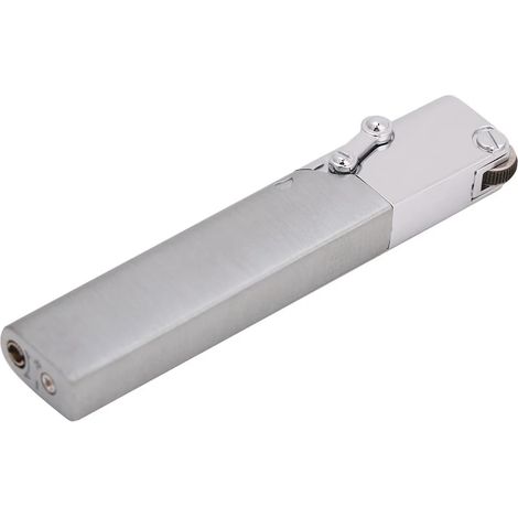 Briquet portable anti-vent fin rechargeable au butane, argenté