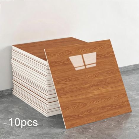 Juego de 10 papeles pintados autoadhesivos con efecto madera (efecto azulejo, dimensiones: 30 x 30 x 0,2 cm) (1/5)
