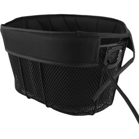 Panier de vélo pour chien, panier de courses pour vélo, panier de transport portable pour chat et chien à fixer sur la barre transversale avant, doublure en mousse, sangle de sécurité, noir (1/5)