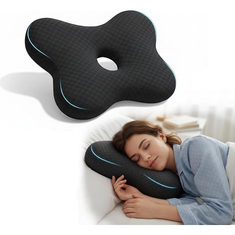 Oreiller pour oreilles percées, oreiller papillon pour dormir sur le côté, soulage les douleurs d'oreilles, convient aux lits et aux canapés (1/5)