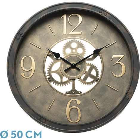 FABRILAMP Orologio de Orologio da parete TORROX Pelle 50x50x5 cm Movimento continuo
