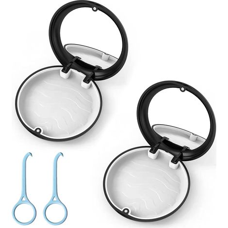 2 Boîte Gouttiere Orthodontique, Boîte de Appareil Dentaire Orthodontie, Retenue avec Miroir Intégré, Couvercle Magnétique et Outil d'Enlèvement pour Alignement Dentaire, Protéger les Prothèses, Noir (1/5)