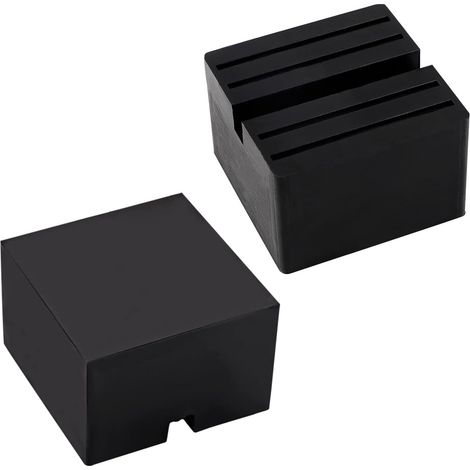 2 Pcs Tampon Cric, Caoutchouc Universel 75x75x50mm, Protecteur Rail Cadre, Pour Voiture Et Vus (1/5)