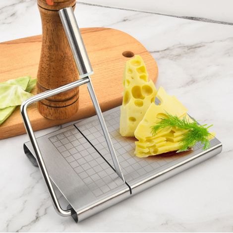 Trancheuse à fromage, Soft Food en marbre blanc, planche à découper à la main avec fil – coupe - légumes, 21 x 12,5 cm (1/5)