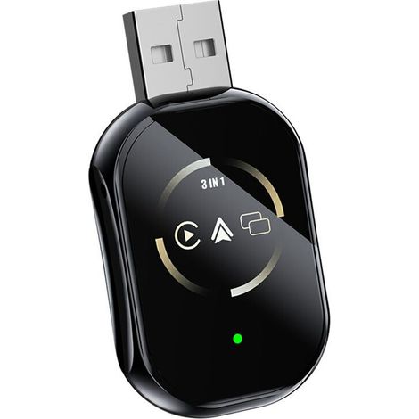 Dies ist ein 3-in-1 Wireless-CarPlay-Adapter, der Mirror Link, CarPlay, Android Auto, Bluetooth + WiFi und USB-Stick unterstützt und kabelgebundenes CarPlay in drahtloses CarPlay umwandelt.