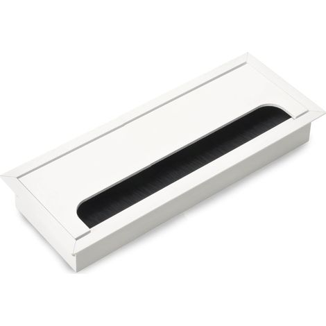 80 x 280 mm rechteckiges Kabelmanagement für versenkte Schreibtische, Möbelkabel-Organizer, 2 x [Silber]. (1/3)