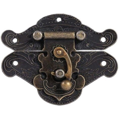 TONYSA Loquet de Style Antique, Bronze Alliage Cadenas Fermoir Cadenas pour Armoire à Bijoux en Bois.(L) (1/4)