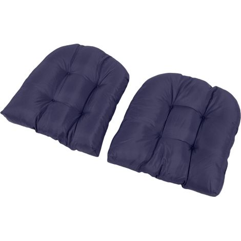 Lot de 2 coussins de chaise d'extérieur capitonnés, épais, en forme de U, 48 x 48 cm, bleu marine. (1/5)