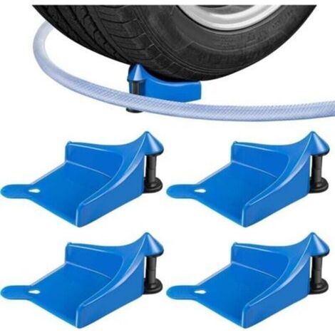 Guide de tuyau de voiture, 4 guides de tuyau de roue de voiture, enrouleurs de tuyau de lavage de voiture en plastique, rouleaux coulissants pour éviter les accrocs (1/4)